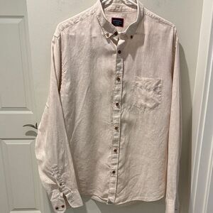 UNTUCKit Hudelot Light Beige Casual Button-Down Linen Shirt size XL